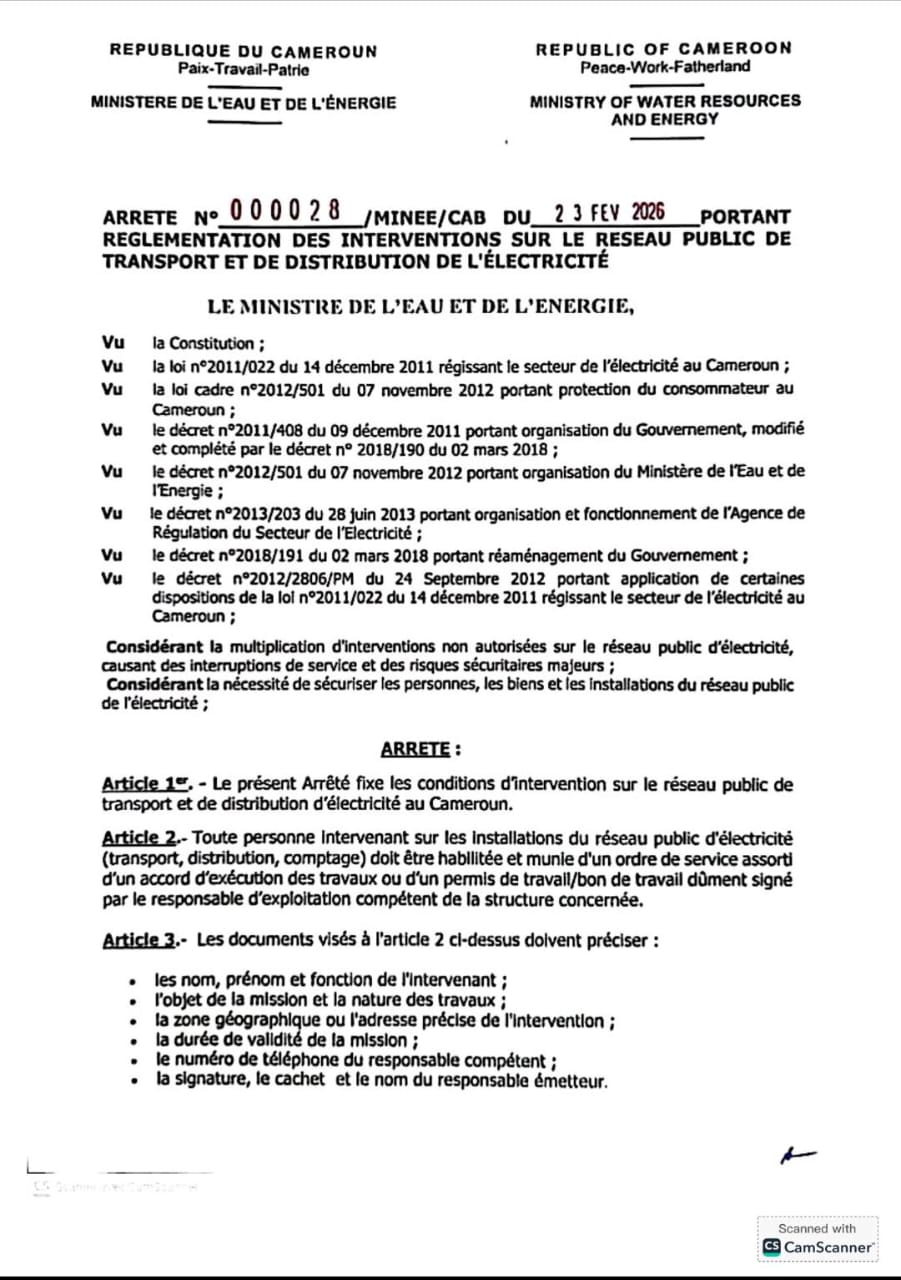 CAMEROON TIGHTENS GRIP ON ELECTRICITY NETWORK: A New Legal Framework for Intervention