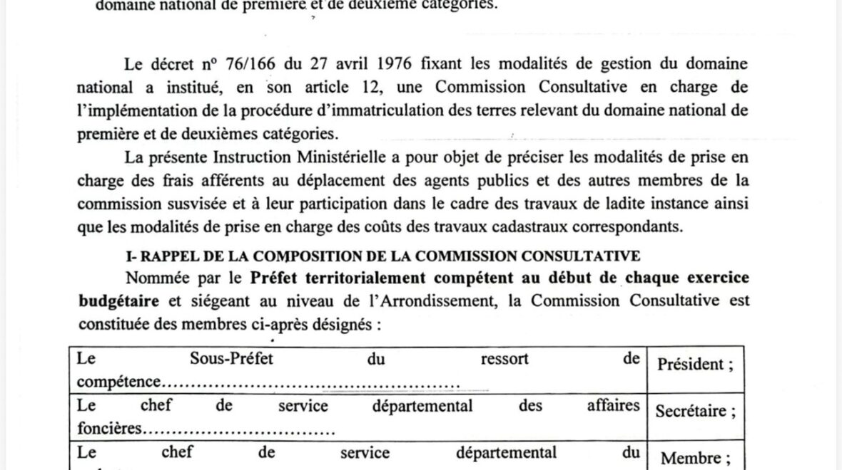 Cameroon Land Tenure Reform: New Rules on Advisory Commission Costs and Site Visits